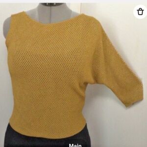 A. Mion made in Italy Asymmetrical Sheer Knit Top